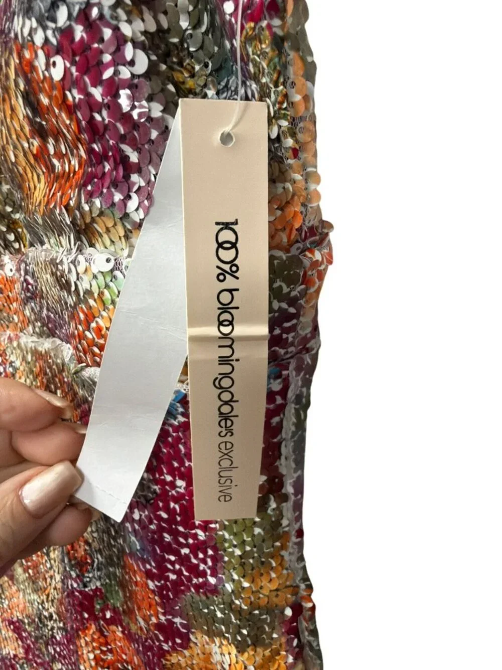Bloomingdales Aqua Floral Sequin Mini Dress Size Medium New - Picture 8 of 9